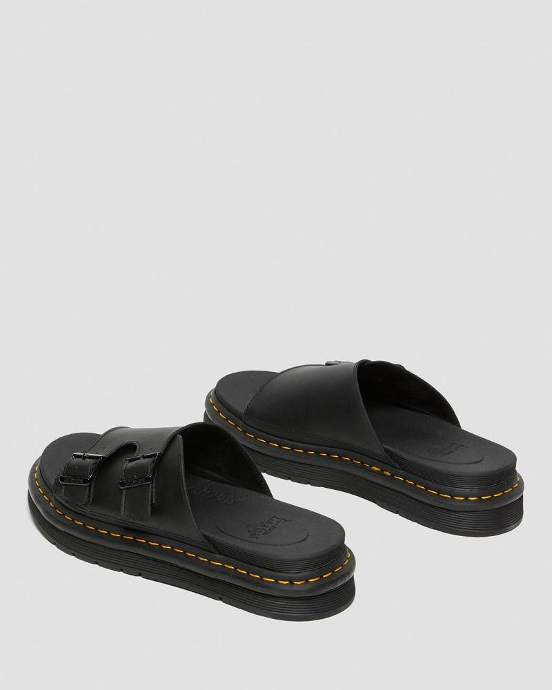 Black Men's Dr Martens Dax Men's Leather Sandals | CA 629ILH